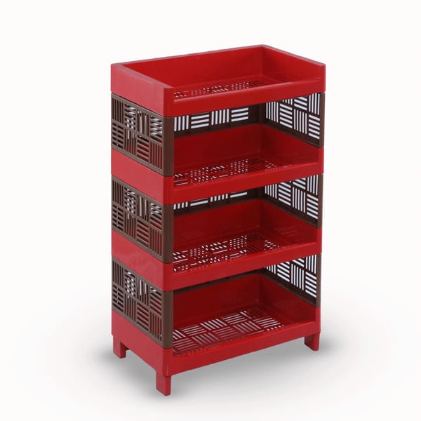 আরএফএল (RFL) ৪-ধাপের প্রিমিয়াম মাল্টিপারপাস প্লাস্টিক রেক - লাল ও কালো