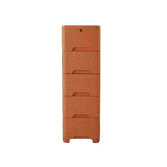 RFL 5 Drawer Single Closet Wardrobe | Premium Plastic Storage Cabinet | Rattan Design