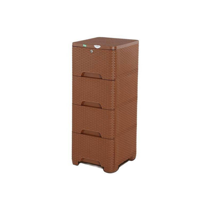 RFL 4 Drawer Single Closet Wardrobe | Premium Plastic Storage Cabinet | Rattan Design